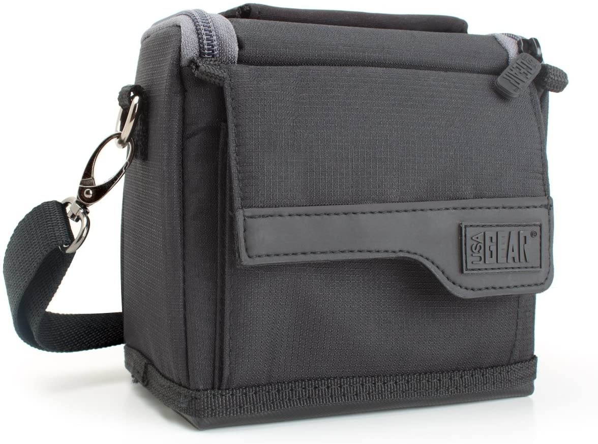 USA Gear Mini Projector Case Compatible with Anker Nebula Capsule - Small Protective Case for Micro Projector and Accessories with Customizable Interior, Shoulder Strap, Weather and Scratch Resistant