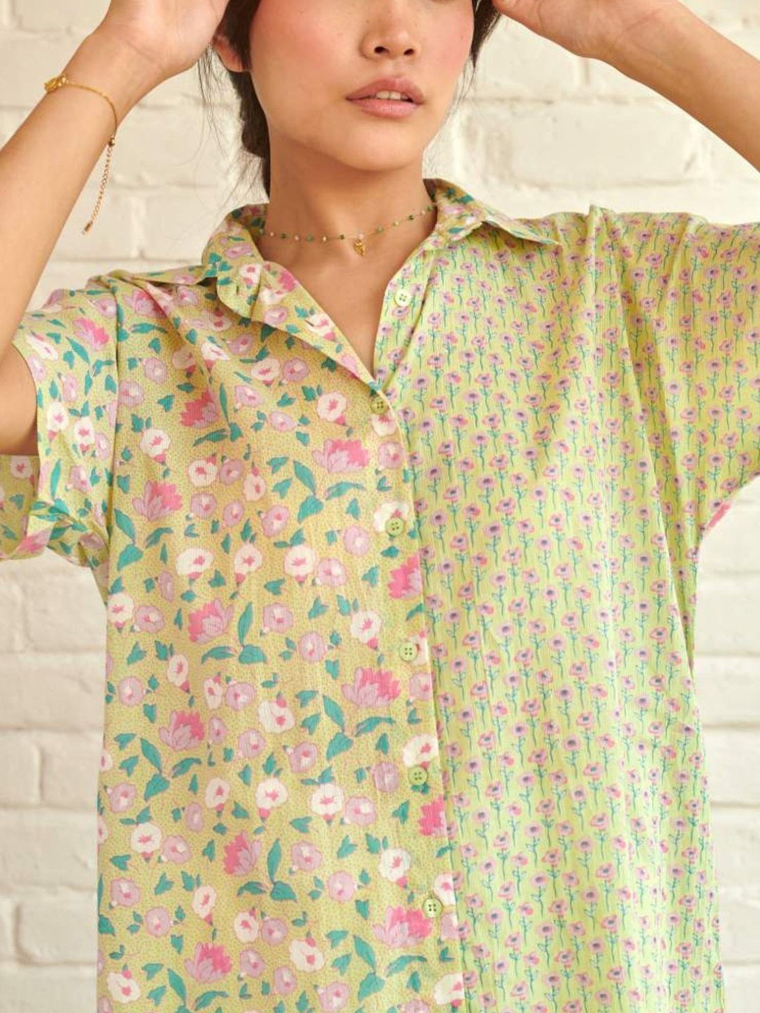 Prakriti Jaipur Green Lily Oversized Shirt