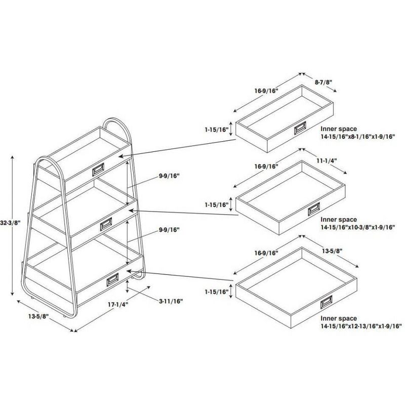 32.5" Three Tiered Stand Brown - Linon