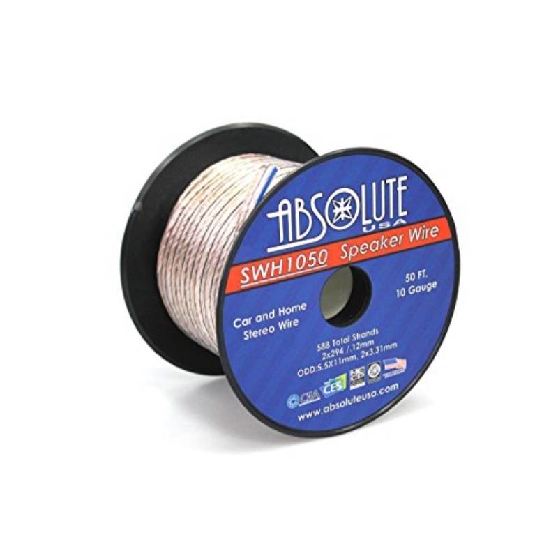 Absolute USA SWH1050 10 gauge car Home Audio Speaker Wire cable Spool 50