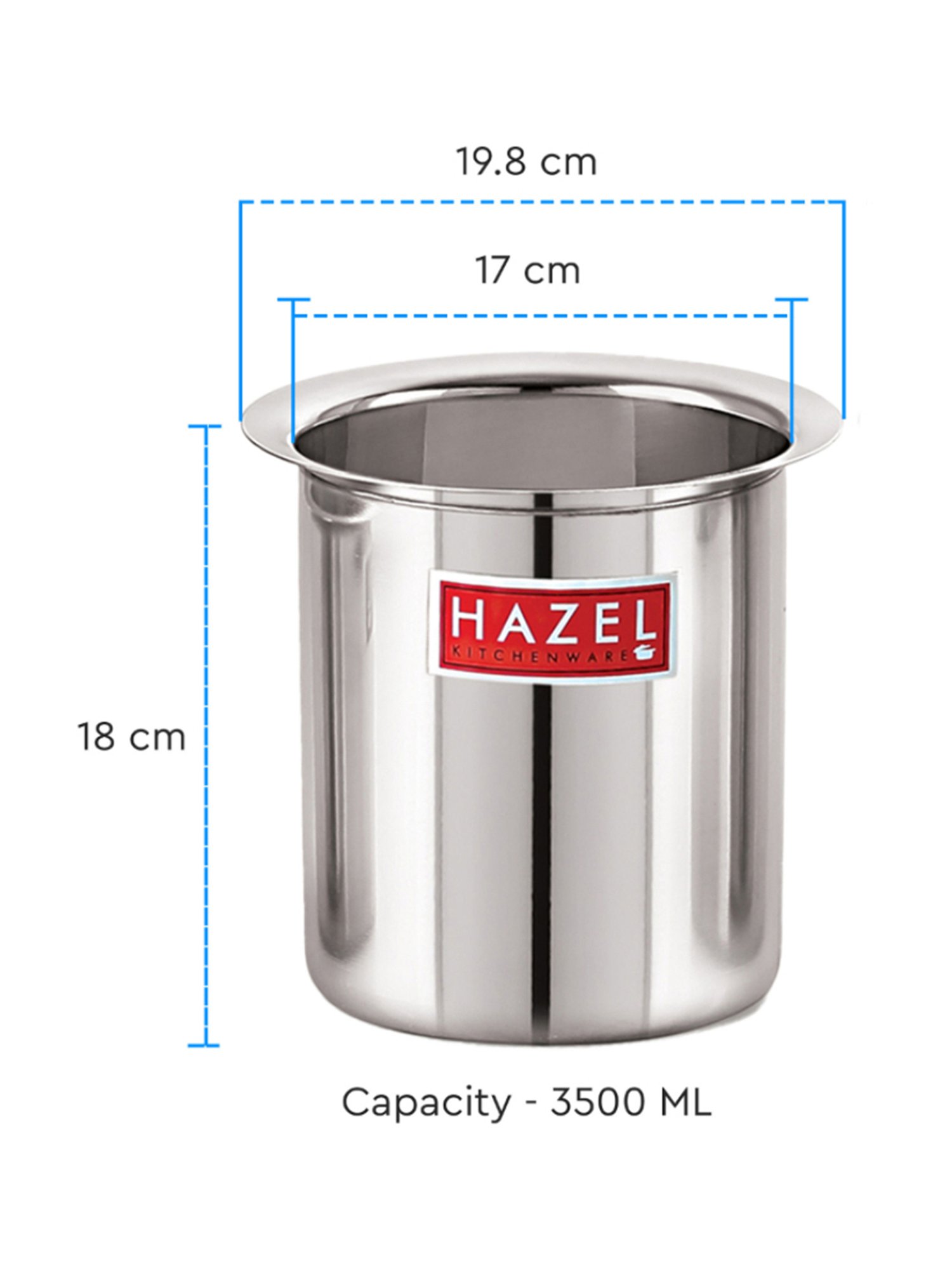 HAZEL Silver Stainless Steel Milk Boiler Container (3500 ML)