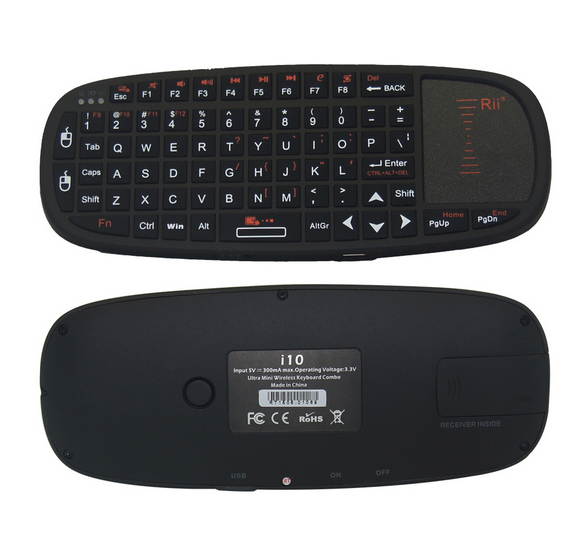 Rii mini i10 2.4Ghz Wireless Keyboard with touch pad laser pointer for HTPC for PS3 for XBOX360 70 Keys QWERTY Layout