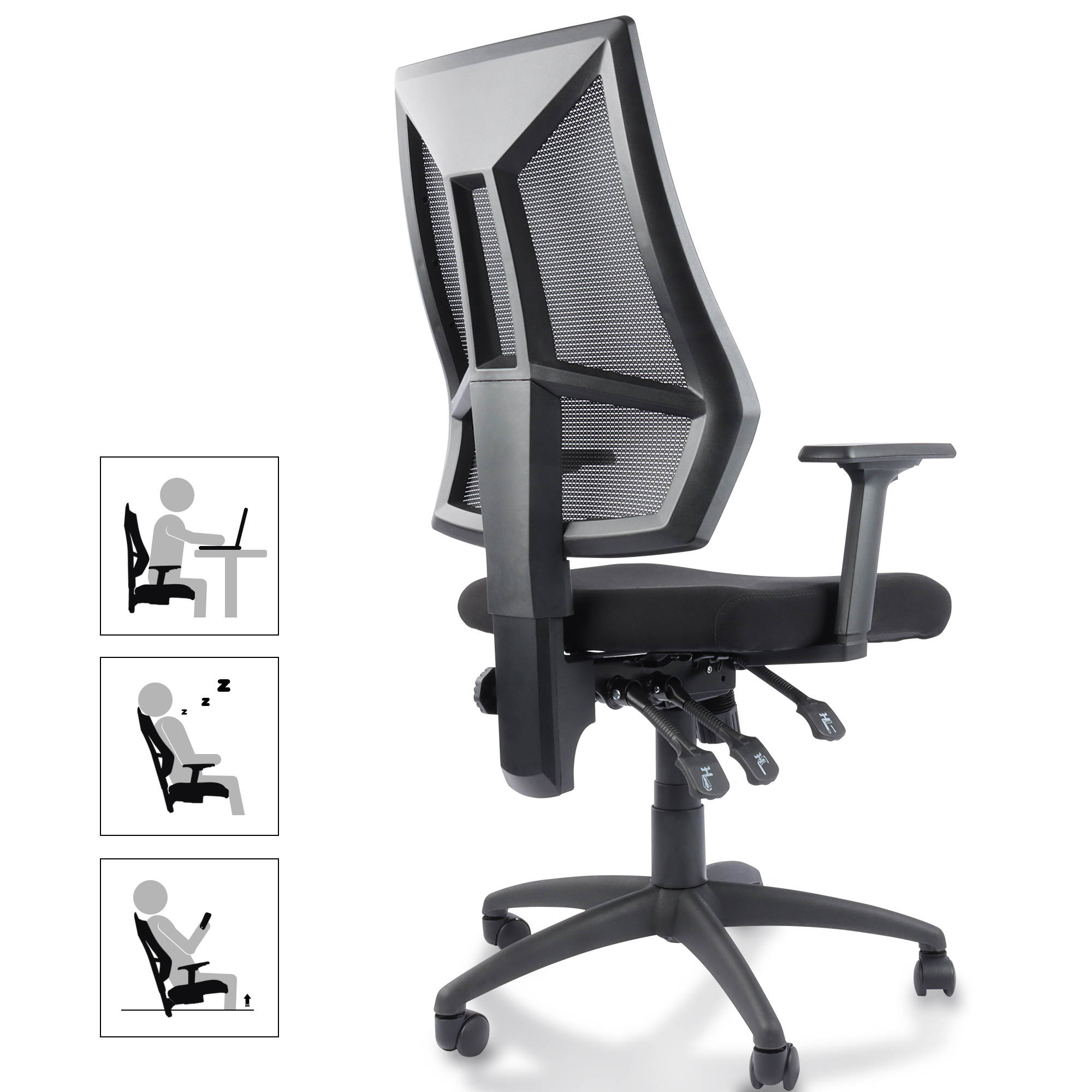 Office Chair, Ergonomic Desk Chair Clearance, Mesh Computer Task Swivel Chair High Back with Adjustable Arms, Seat and Back, Black