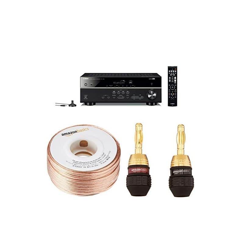 RX-V385 5.1-Channel 4K Ultra HD AV Receiver with Bluetooth with 16-Gauge Speaker Wire - 100 Feet and Banana Plugs - 6 pairs