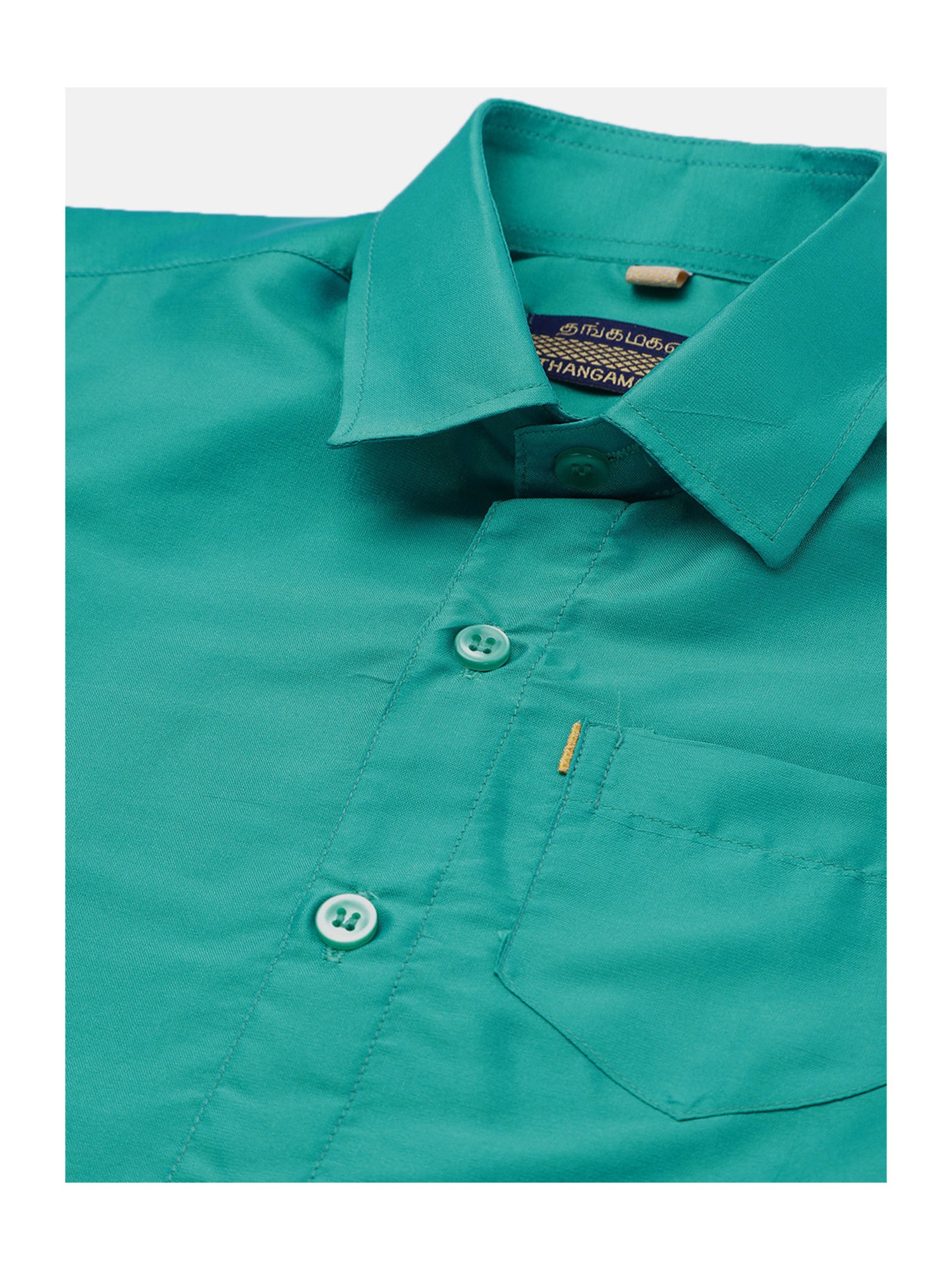 THANGAMAGAN Kids Blue Solid Shirt