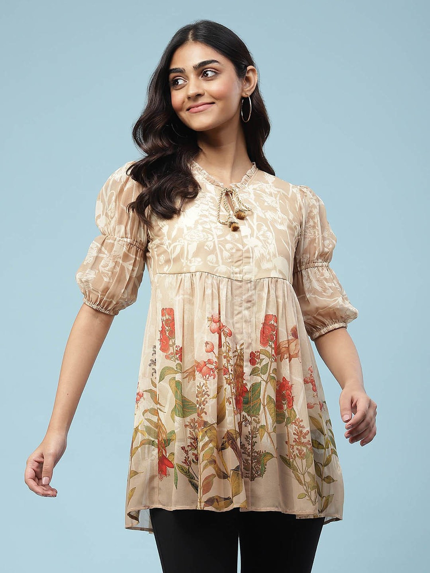 aarke Ritu Kumar Beige Floral Top