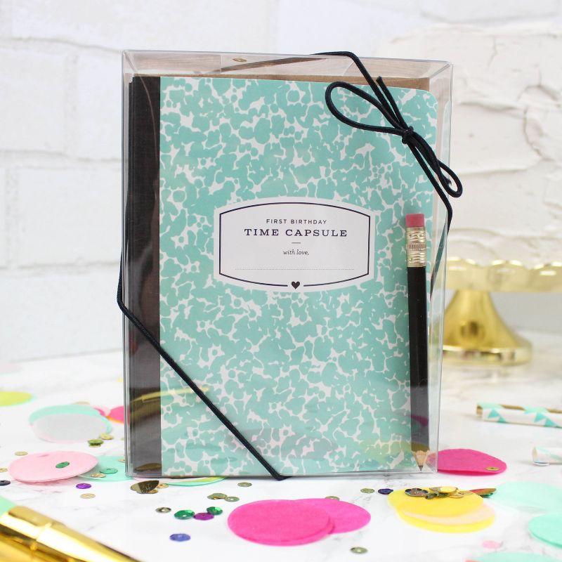 First Birthday Time Capsule Card Teal - Inklings Paperie