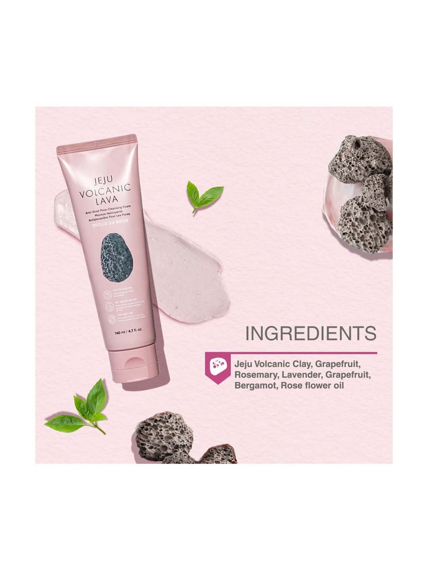The Face Shop Jeju Volcanic Lava Anti Dust Pore Cleansing Foam for Pore Care & Blackhead - 150 ml