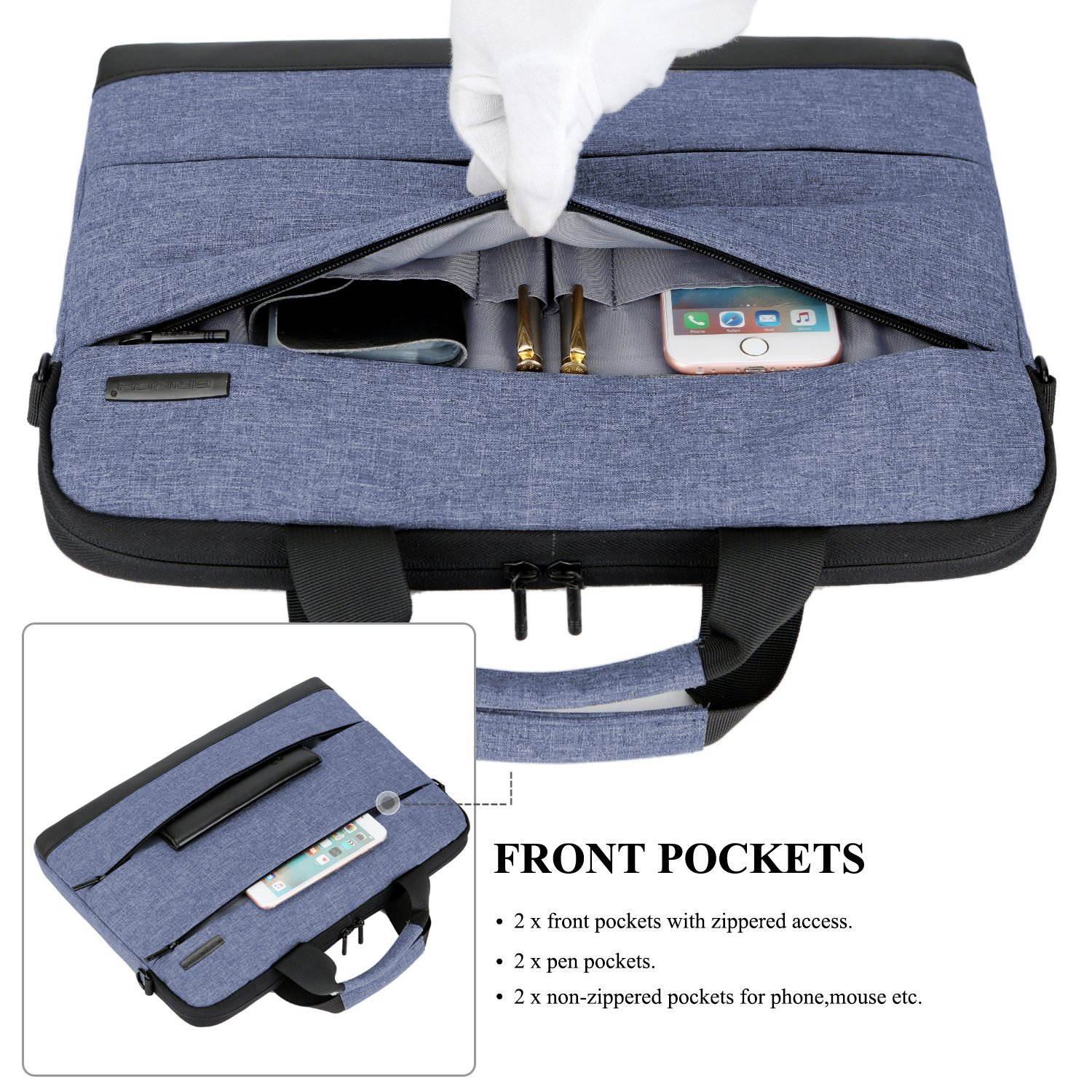 BRINCH 15.6 Inch Laptop Shoulder Bag,Classic Lightweight Slim Portable Laptop Messenger Sleeve Case for Work / Travel,Fits 15 - 15.6 Inches Laptop / Notebook / MacBook / Ultrabook Computer,Black