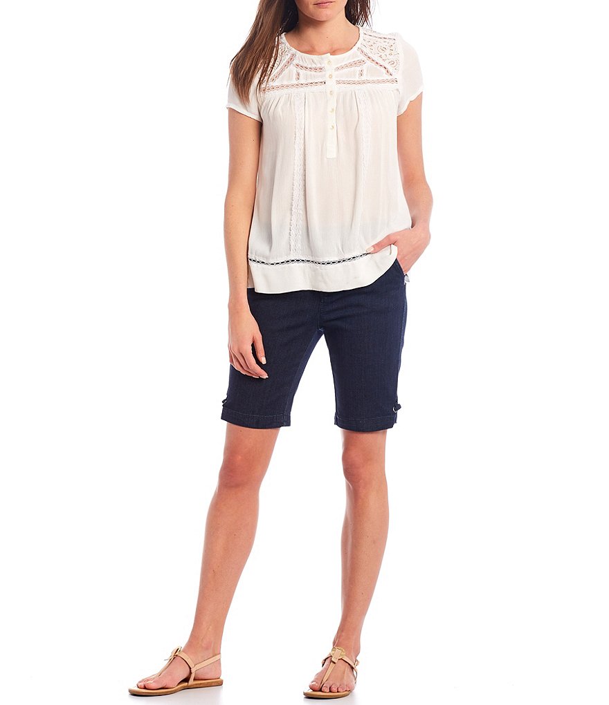 Westbound Petite Size the PARK AVE fit Indigo Skimmer Shorts