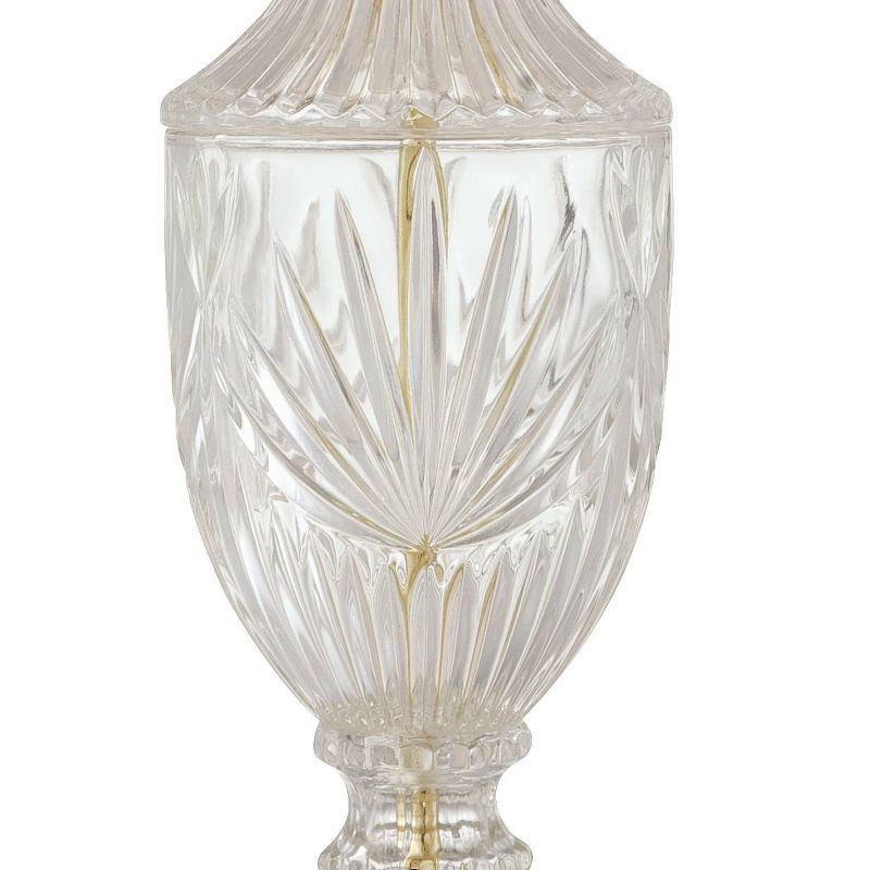 Regency Hill Traditional Table Lamps Set of 2 Cut Glass Urn Brass White Cream Bell Shade for Living Room Family Bedroom Bedside