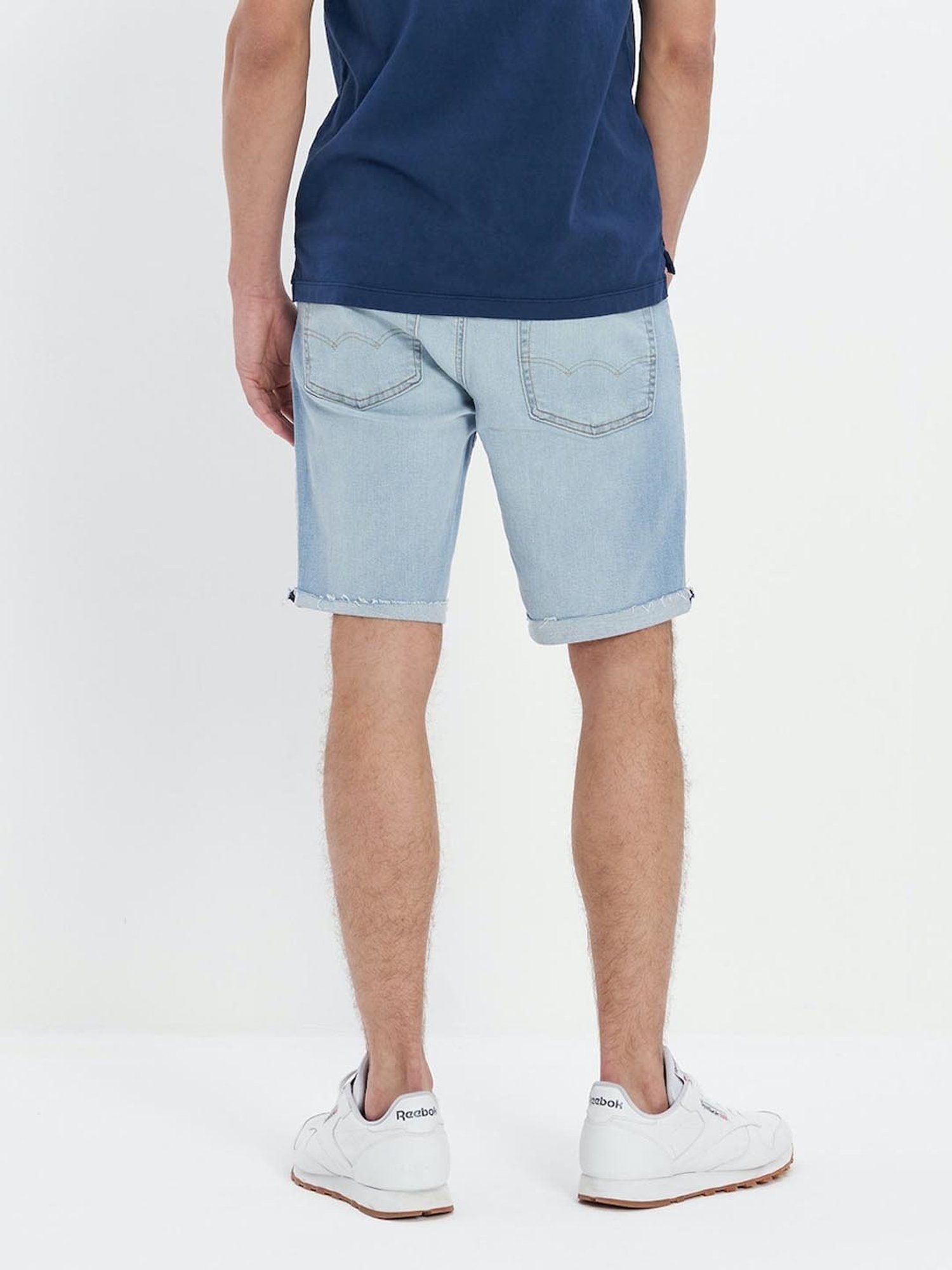 American Eagle Blue Cotton Regular Fit Denim Shorts