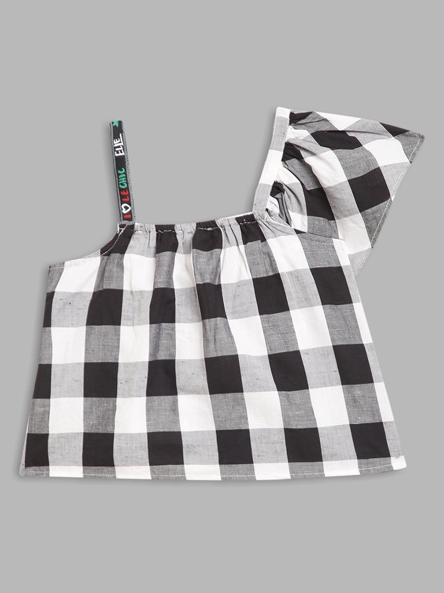Elle Kids White & Black Chequered Top