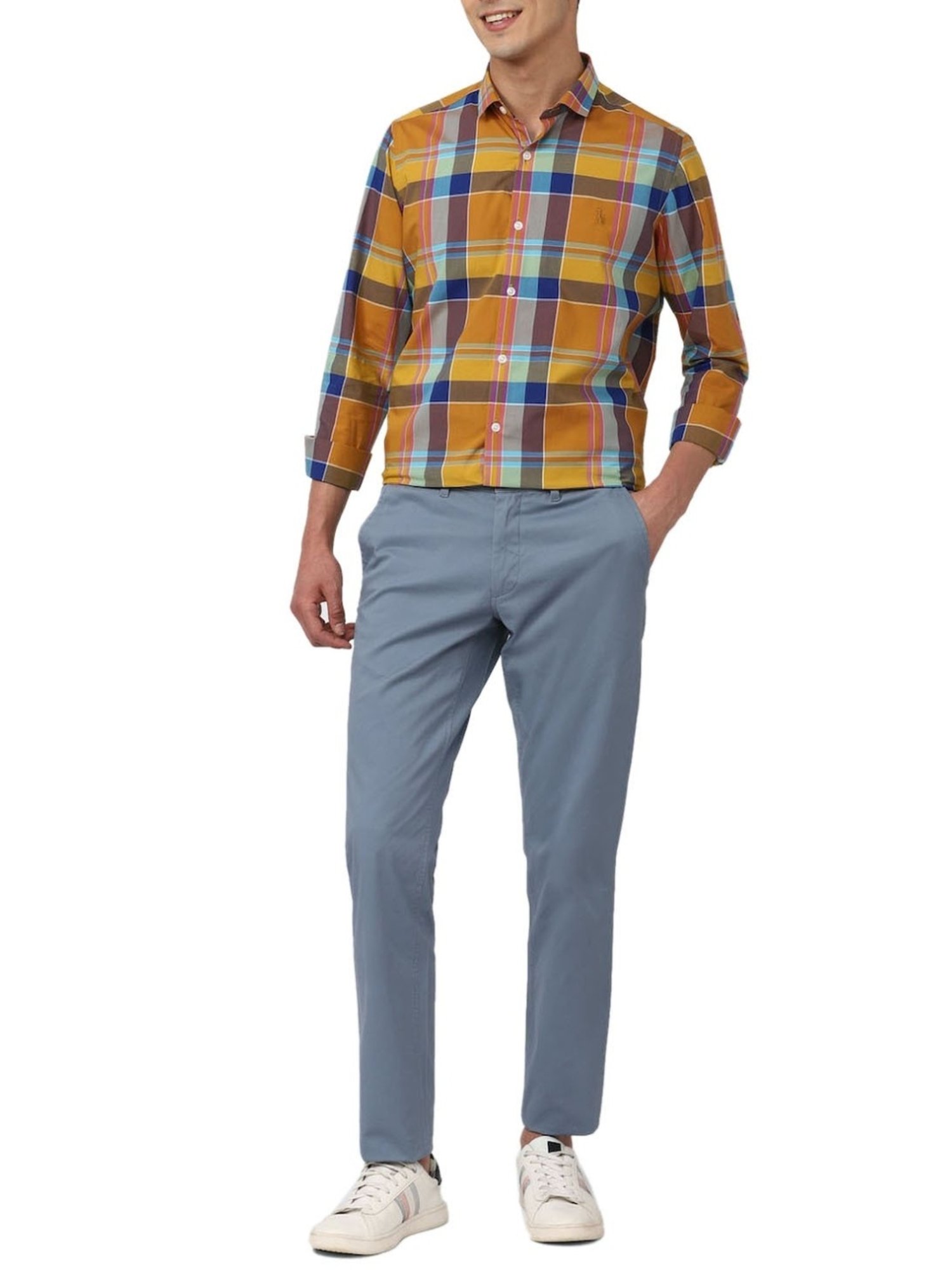 Simon Carter London Orange Checks Slim Fit Shirt