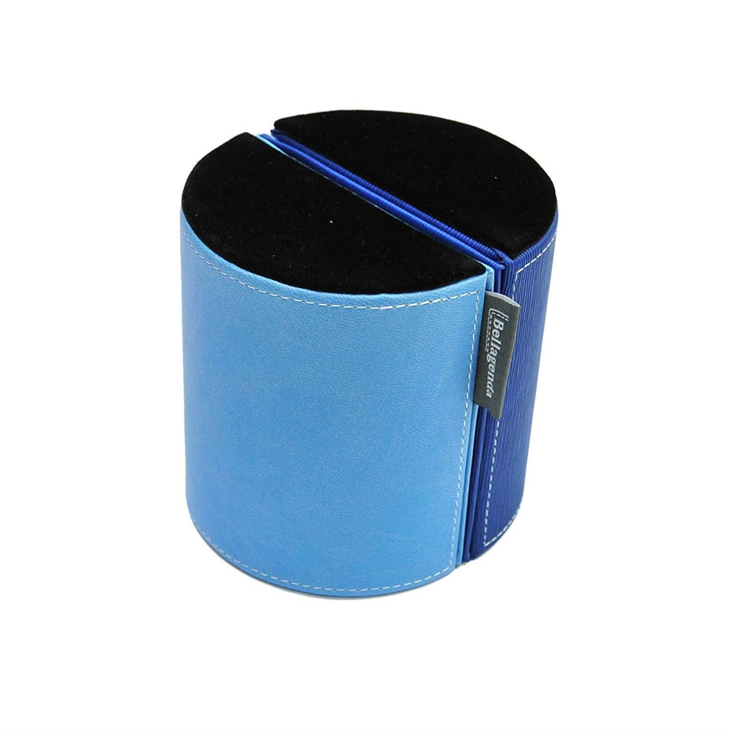 Pen Pencil Holder with Photo Frames | Desk Organizer | Desk Decoration | Multi Function Desk Stationery | Space Saver | 2 Picture Frames | Handicraft | PU Leather & Suede (Sky Blue)