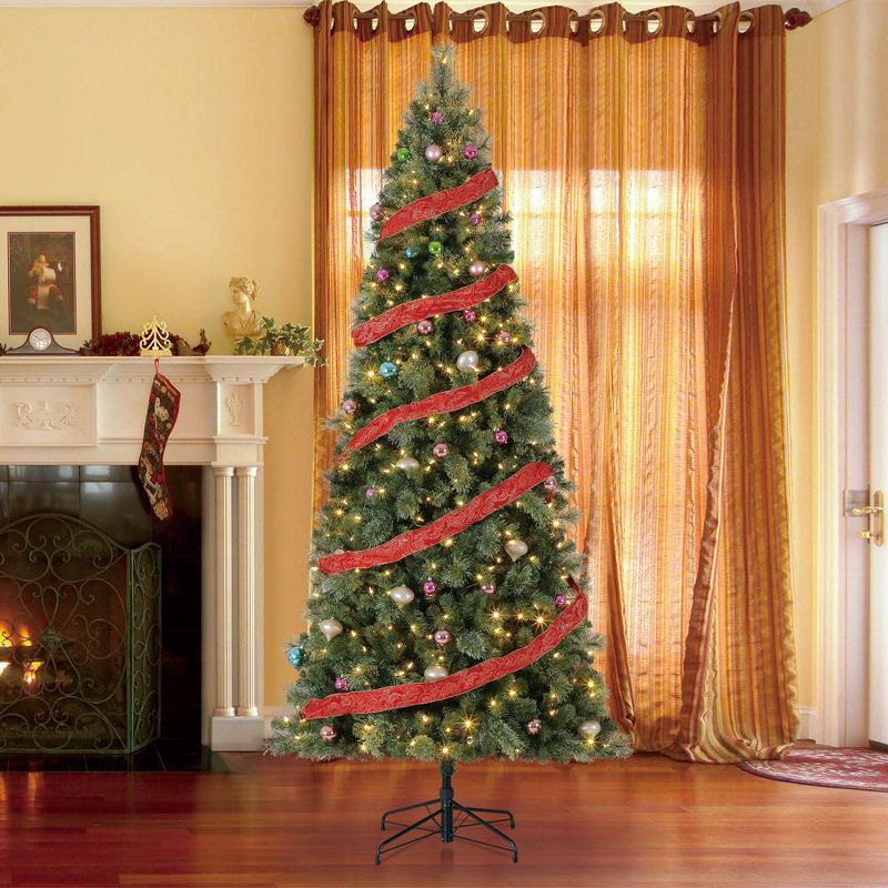 Home Heritage 9' Cascade Cashmere Quick Set Christmas Tree and Changing Lights
