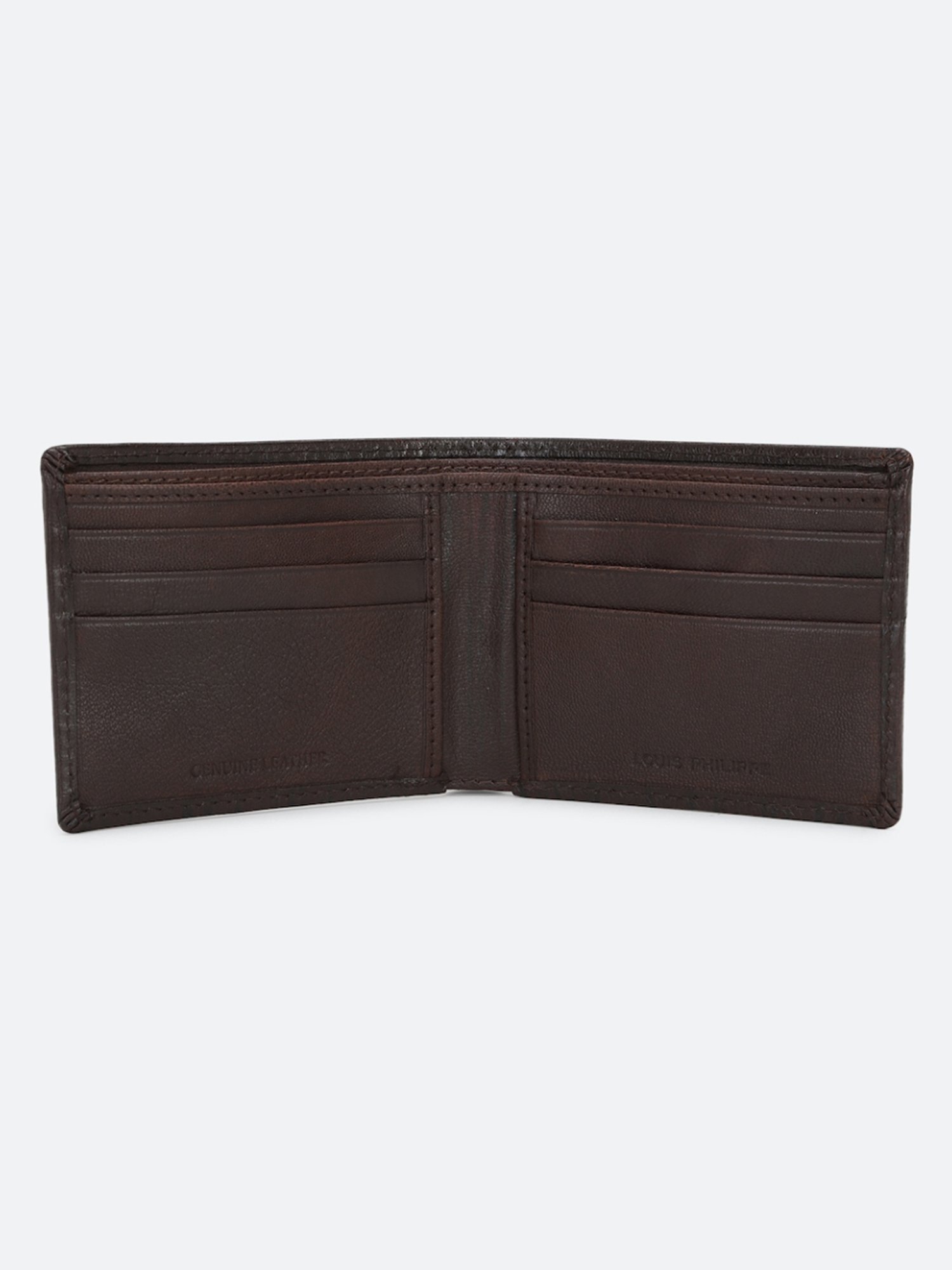 Louis Philippe Brown & Black Leather Printed Bi-Fold Wallet