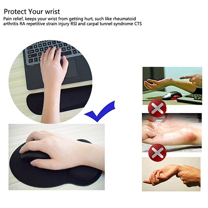 Mouse Pad  Memory Foam Mouse Wrist Rest Support Pad Nonslip Base for Office Home Laptop Mac Computer Ergonomic Support for Comfortably Typing Gaming Fatigue Relieved