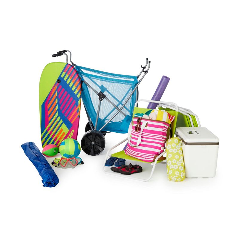 Seina Steel Framed Collapsible Versatile Garden Cart Beach Sand Cruiser, Blue