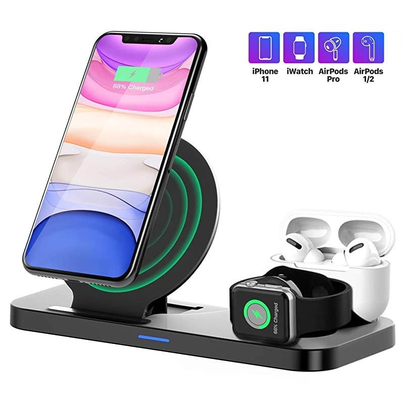 Charger Stand 3 in 1 Upgraded Charger Station for Apple Watch 12345 AirPods iPhone 1111pro11pro MaxXXSXRXS Max88 Plus Charging Dock Station for Other QiEnable Phone