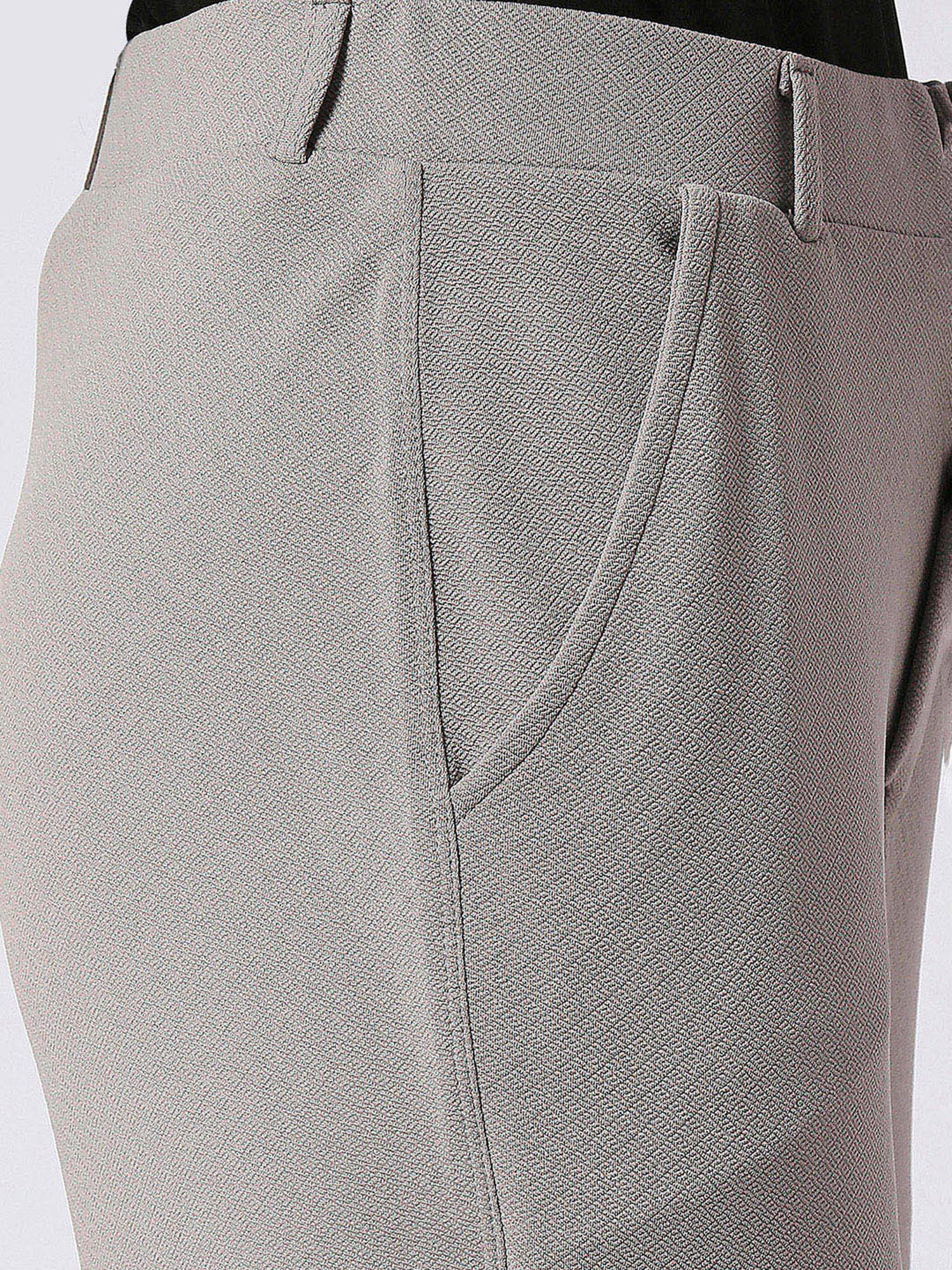 FITHUB Grey Relaxed Fit High Rise Trousers