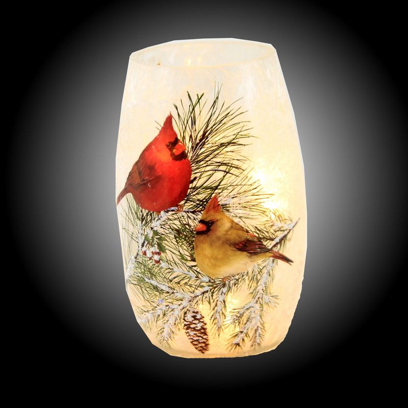 Stony Creek 5.0" Christmas Cardinal Small Vase Red Birds Pre-Lit Electric  -  Novelty Sculpture Lights