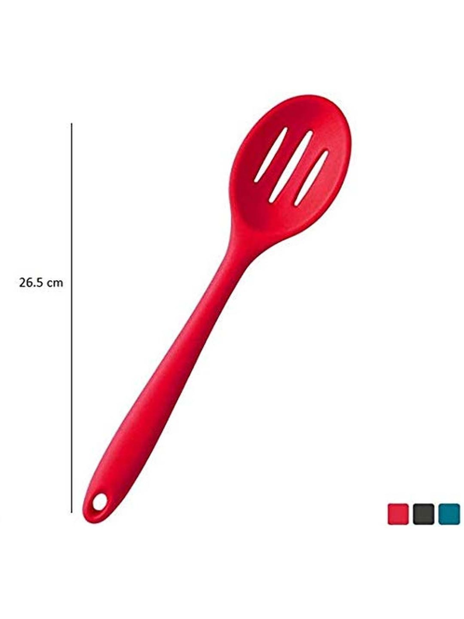 Femora Red Silicone Slotted Spoons with Grip Handle - Set of 2