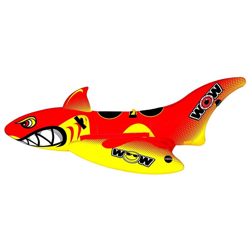 WOW Watersports 20-1040 Inflatable Big Shark Towable Stable 2 Person Entertaining Tube for Boating with Secure Seating and Webbed Foam Handles, Red