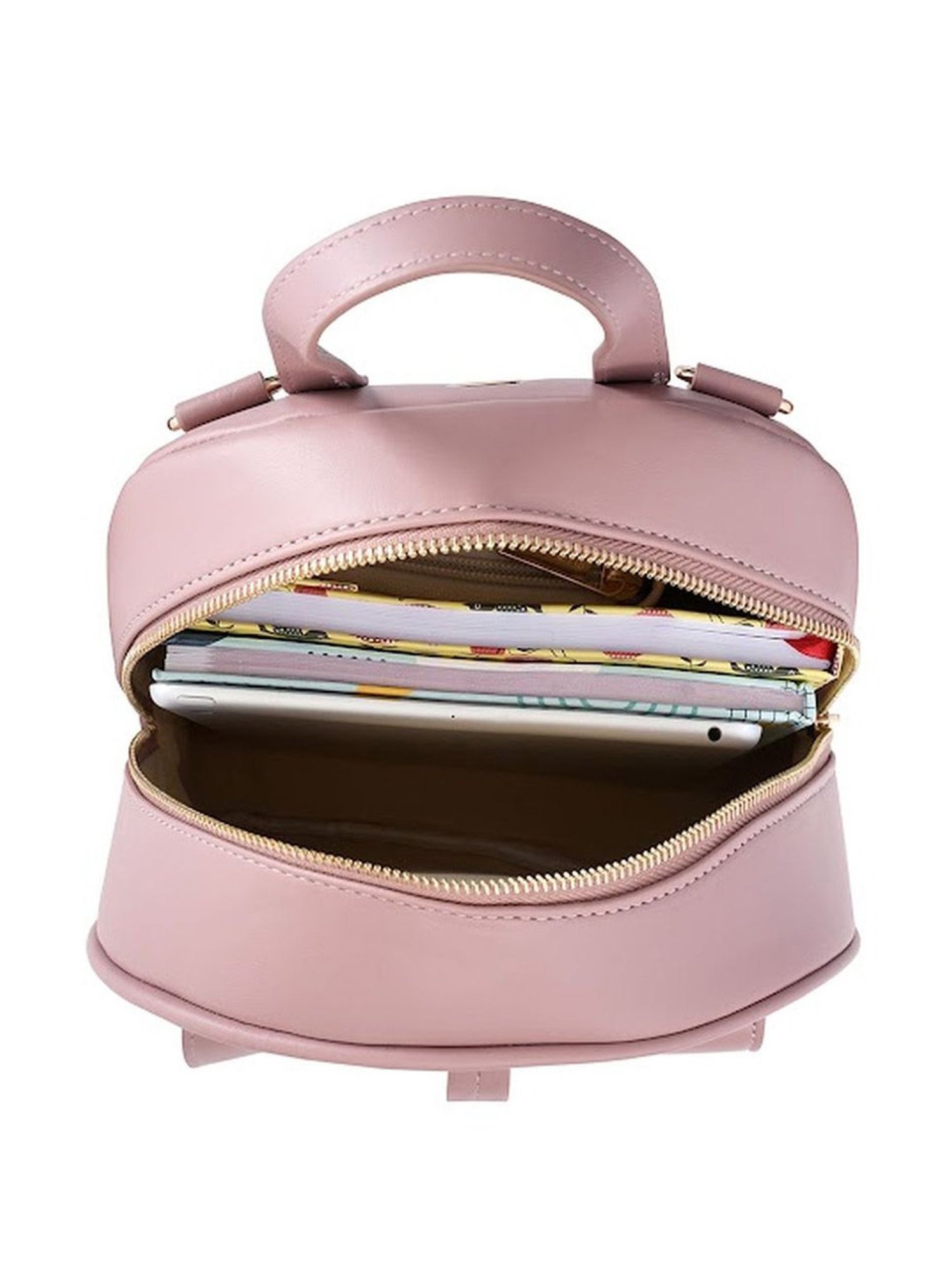 Sugarush Arne Pink PU Textured Backpack - 8.7 Ltrs