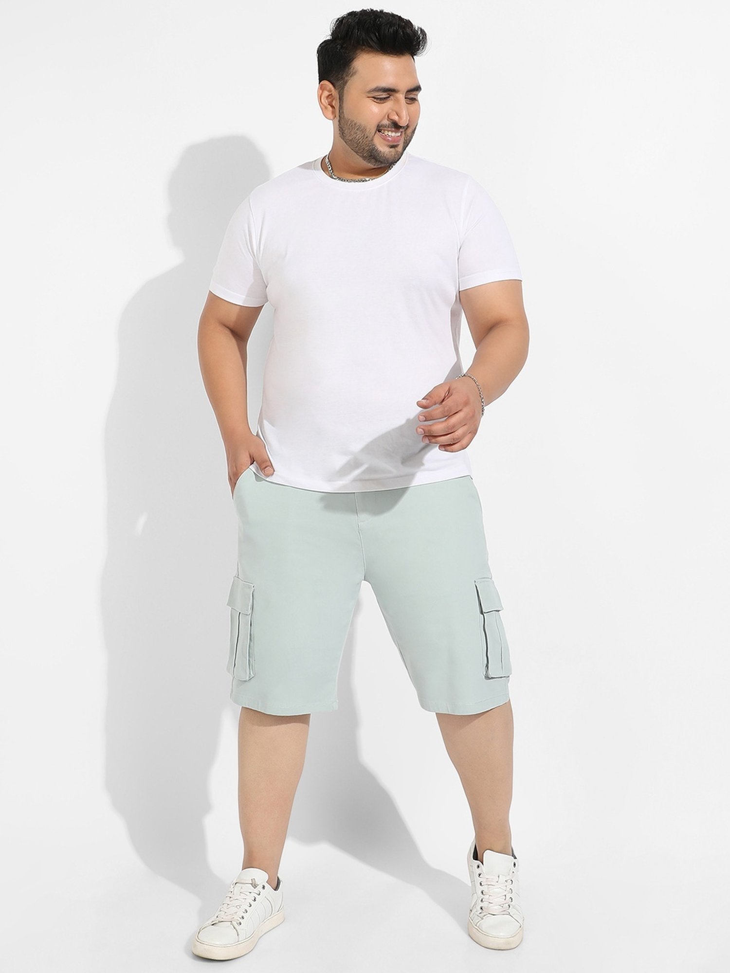 Instafab Plus Green Regular fit Plus Size Cargo Shorts