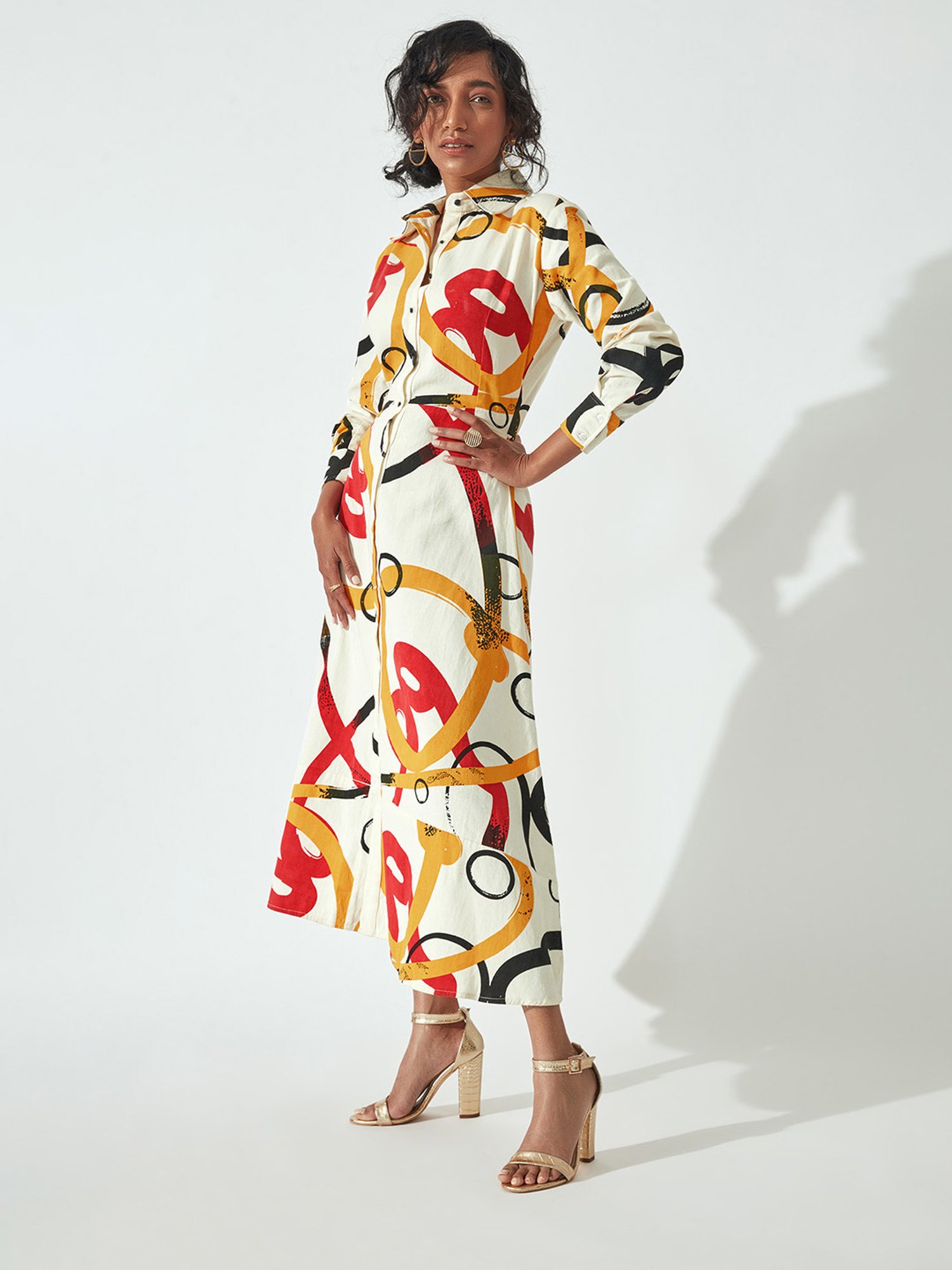 The Label Life White Printed Shirt Dress