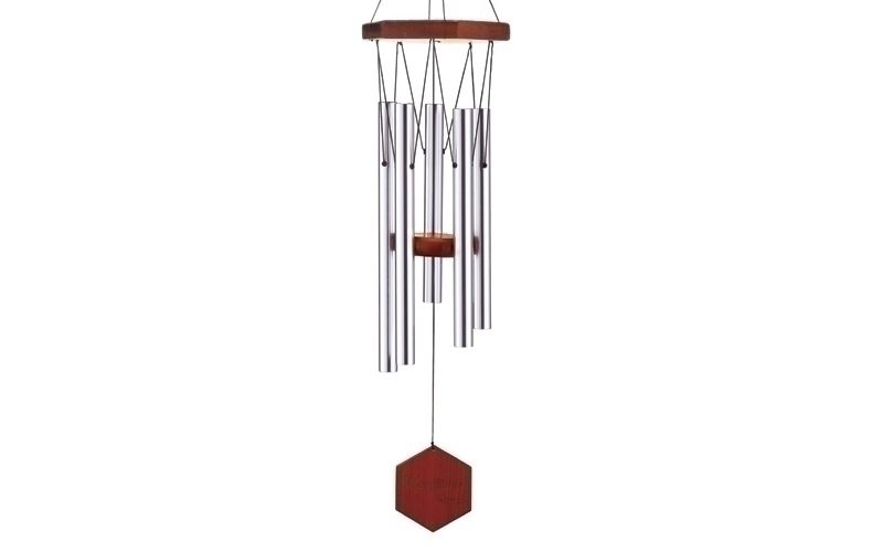Roman 26" Hand-Tuned Triple Sealed Elm Wood Diamond Line Outdoor Patio Garden Wind Chime - Silver