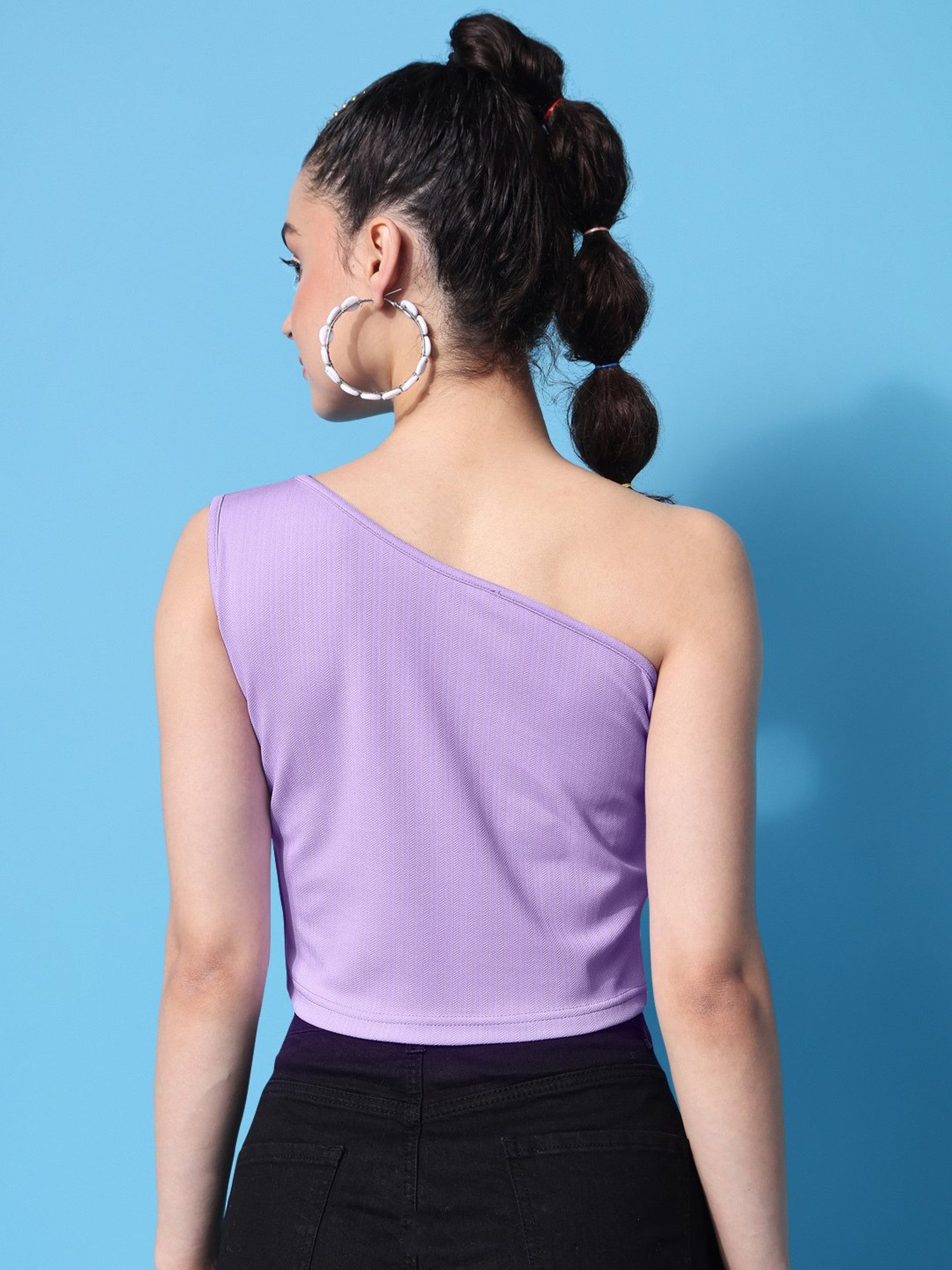 PURVAJA Lavender Regular Fit Crop Top