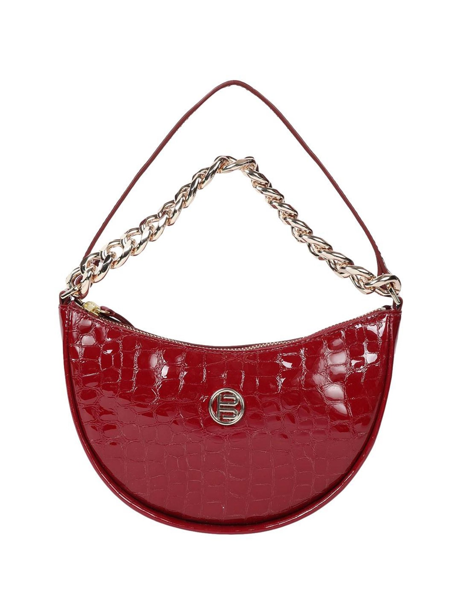 BAGATT Barletta Red Textured Small Hobo Handbag