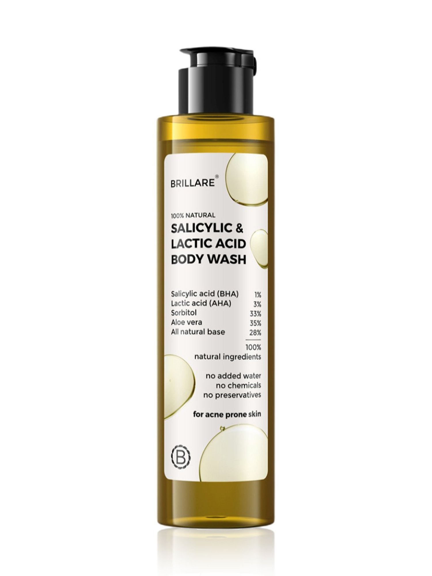 Brillare 100% Natural Salicylic & Lactic Acid Body Wash - 200 ml
