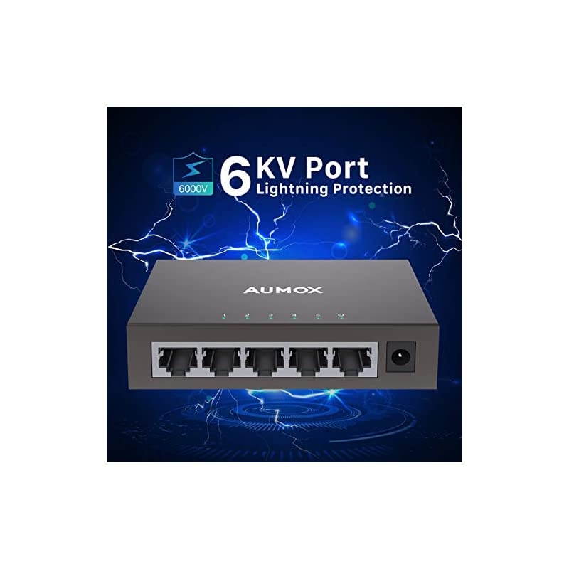5 Port Gigabit Ethernet Network Switch Desktop Unmanaged Ethernet Splitter Durable Metal Casing Traffic Optimization Fanless Quite Plug and PlayAMSG205