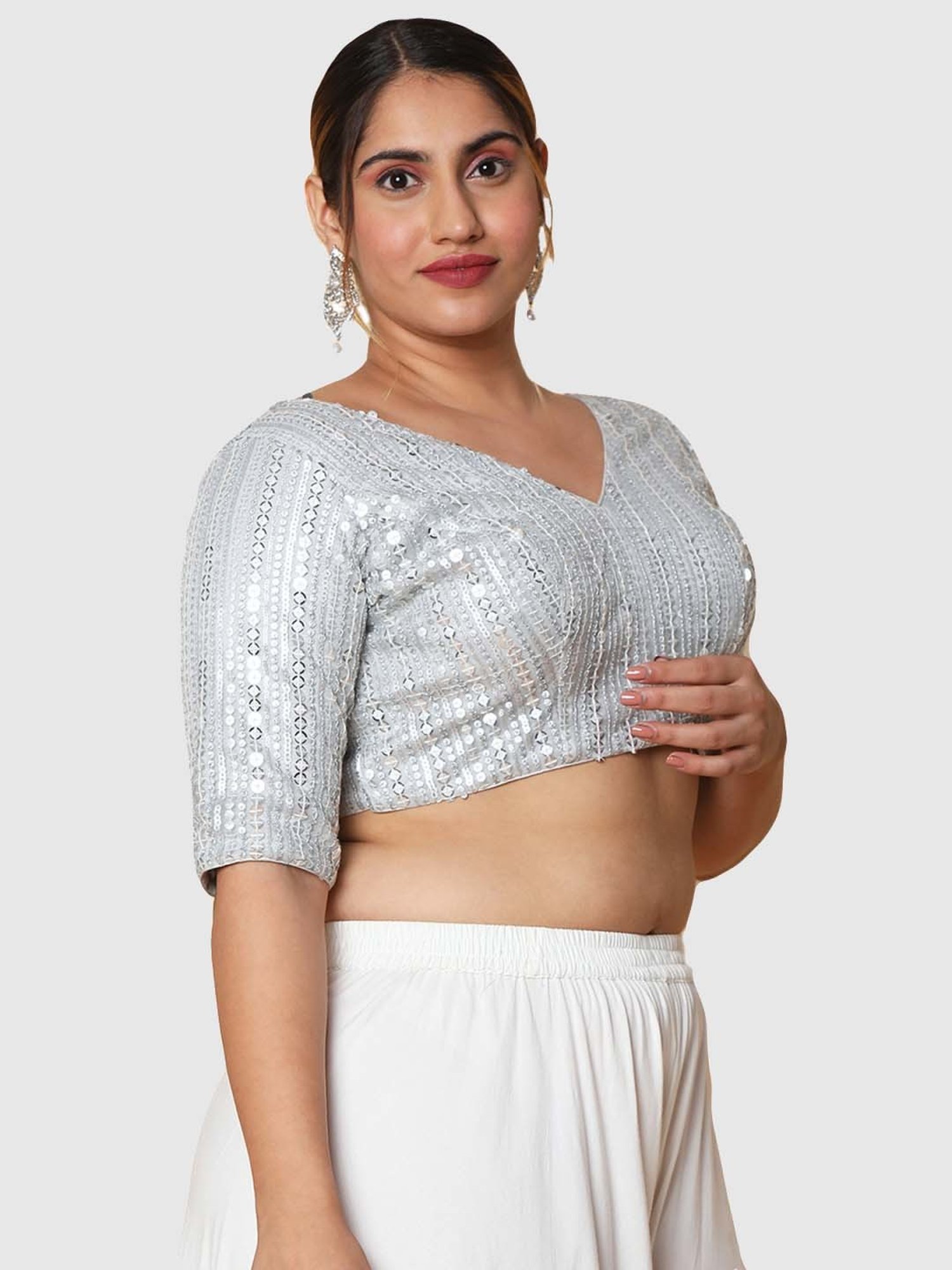 Salwar Studio Silver Embellished Blouse