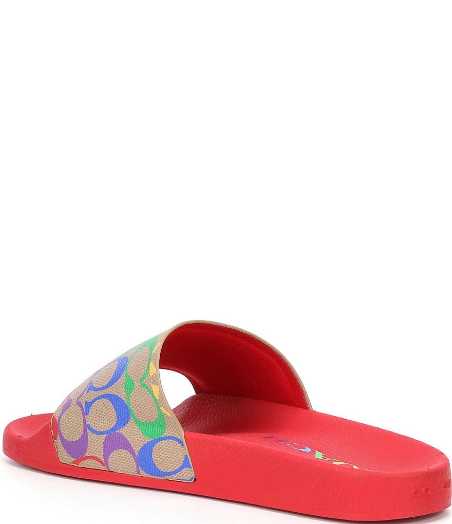 COACH Men's Signature Rainbow Canvas Pool Slide