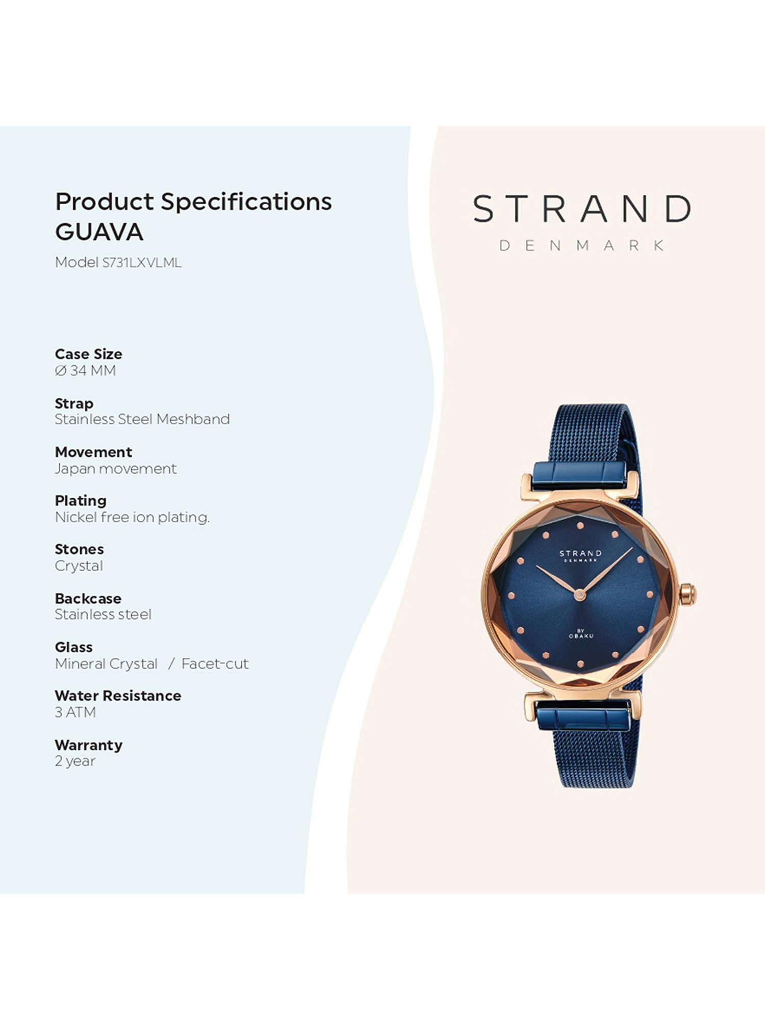 Strand By Obaku S731LXVLML Guava Ocean Analog Watch for Women