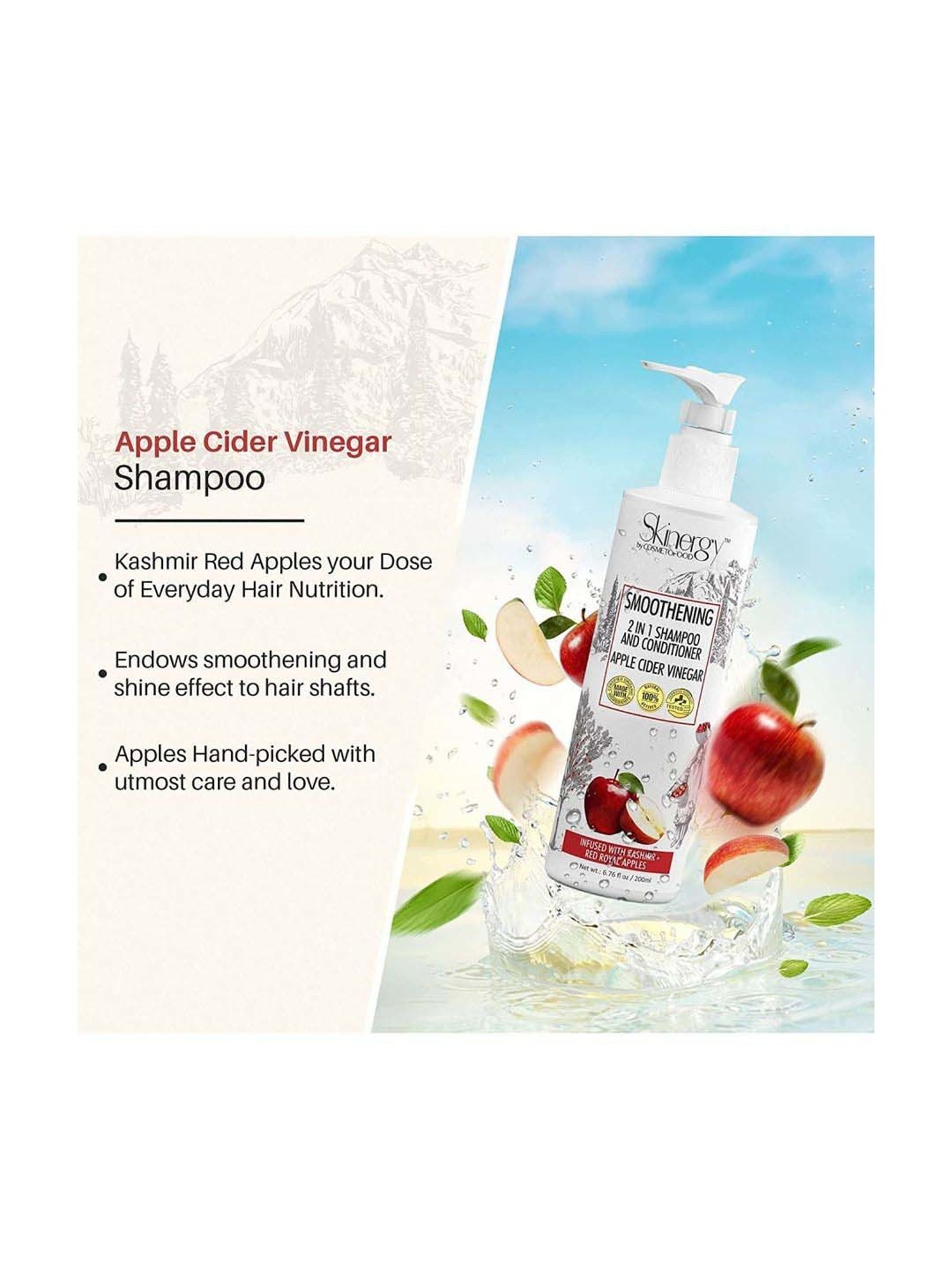 Cosmetofood Skinergy Smoothening 2 IN 1 Shampoo & Conditioner Apple Cider Vinegar - 200 ml