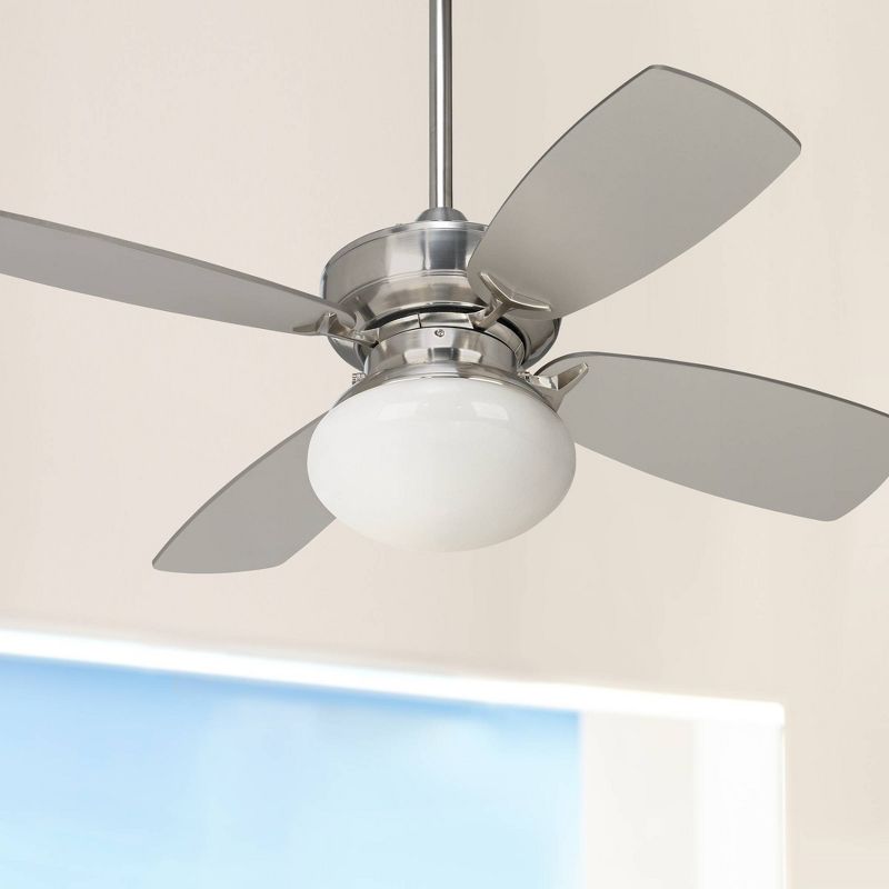 36" Casa Vieja Modern Ceiling Fan with Light LED Dimmable Brushed Nickel Silver Blades Opal Glass for Living Room Kitchen Bedroom