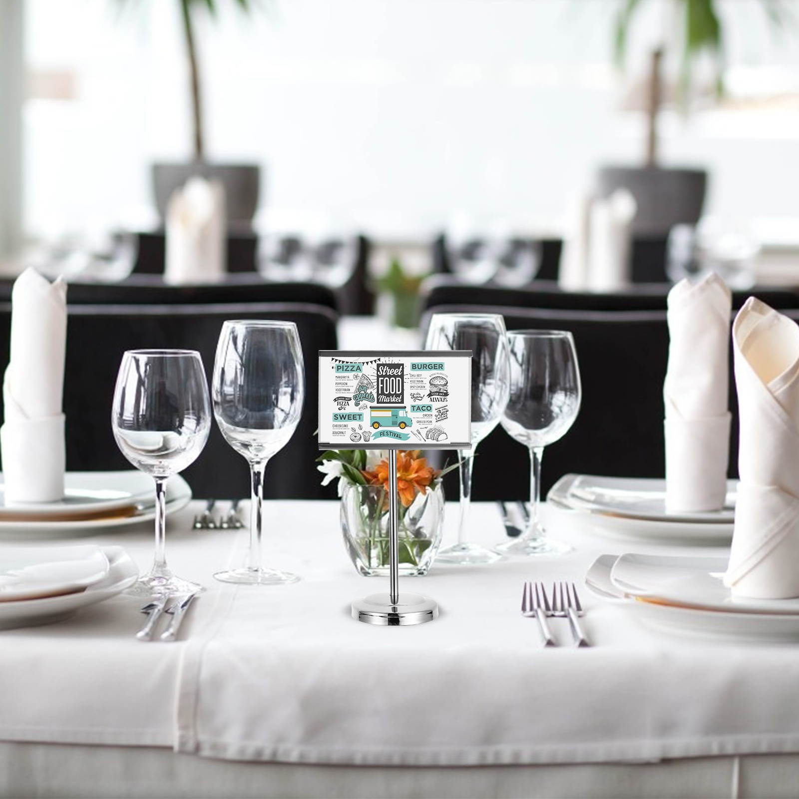 1pc Stainless Steel Menu Stand Stable Table Number Stand  for Hotel Restaurant