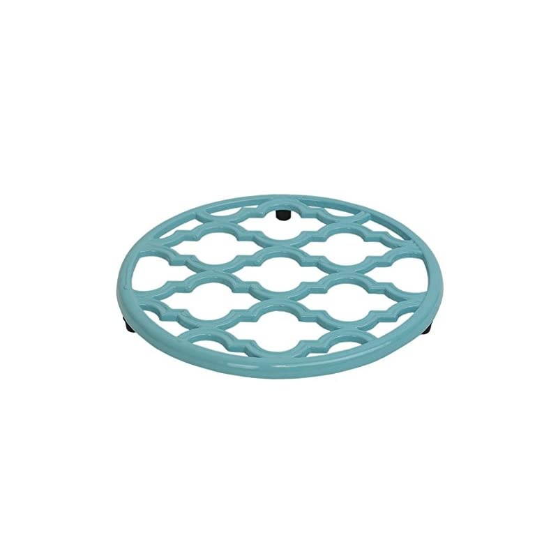 Lattice Collection Cast Iron Trivet for Serving Hot Dish, Pot, Pans & Teapot on Kitchen Countertop or Dinning, Table-Heat Resistant (2, Turquoise)