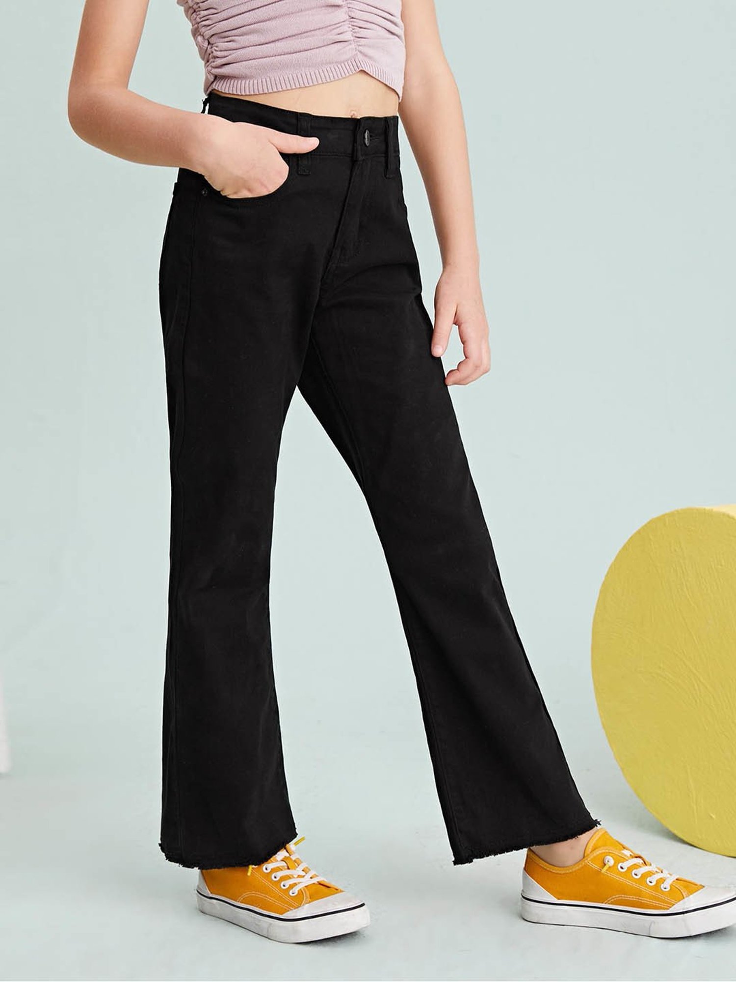 Kotty Girls Black Solid Jeans