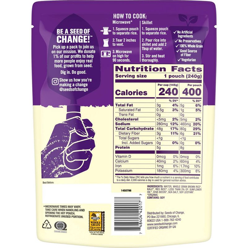 Seeds of Change Organic Brown & Red Rice with Chia & Kale - 8.5oz