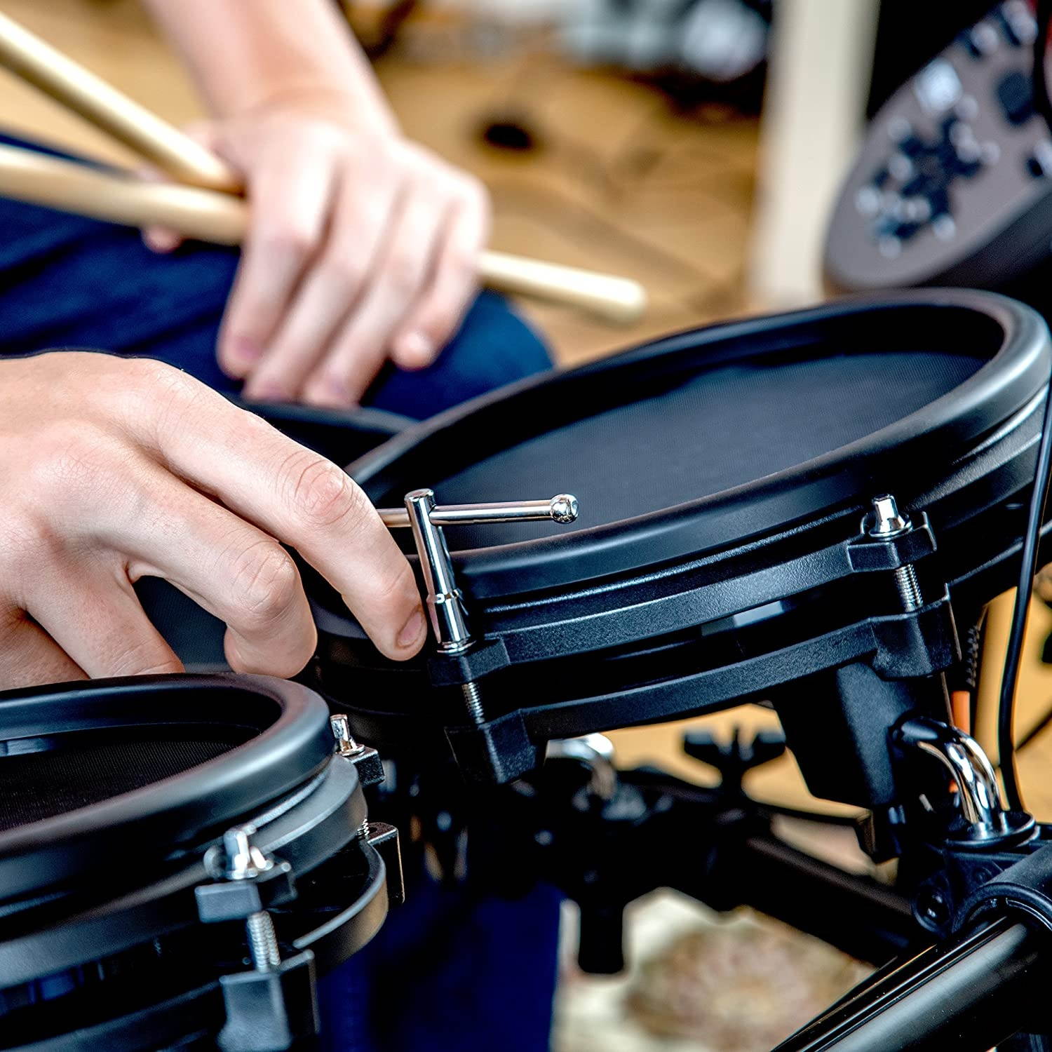 Alesis Drums Nitro Mesh Kit | Eight Piece All Mesh Electronic Drum Kit With Super Solid Aluminum Rack, 385 Sounds, 60 Play Along Tracks, Connection Cables, Drum Sticks & Drum Key included