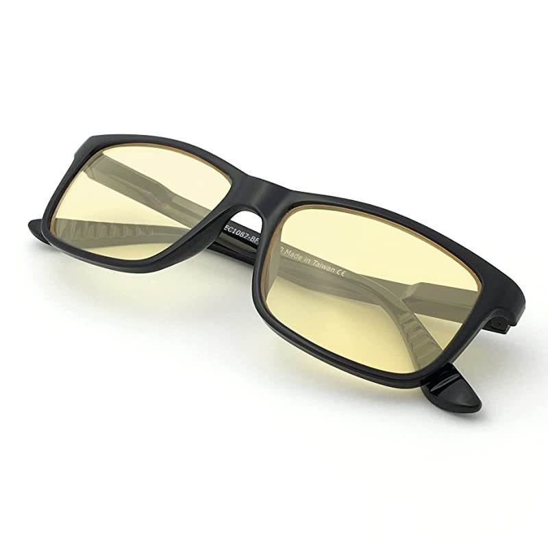 Vision Blue Light Shield Computer ReadingGaming Glasses 00 Magnification Anti Blue Light 100 UV Protection High Definition Lens Classic Rectangle Glossy Black Frame