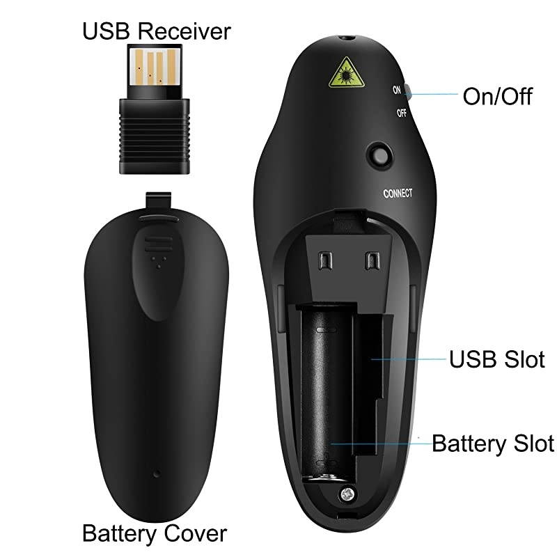 Wireless Presenter PPT Controller Presentation Remote Control Laser Pointer USB Mouse Clicker Flip Pen