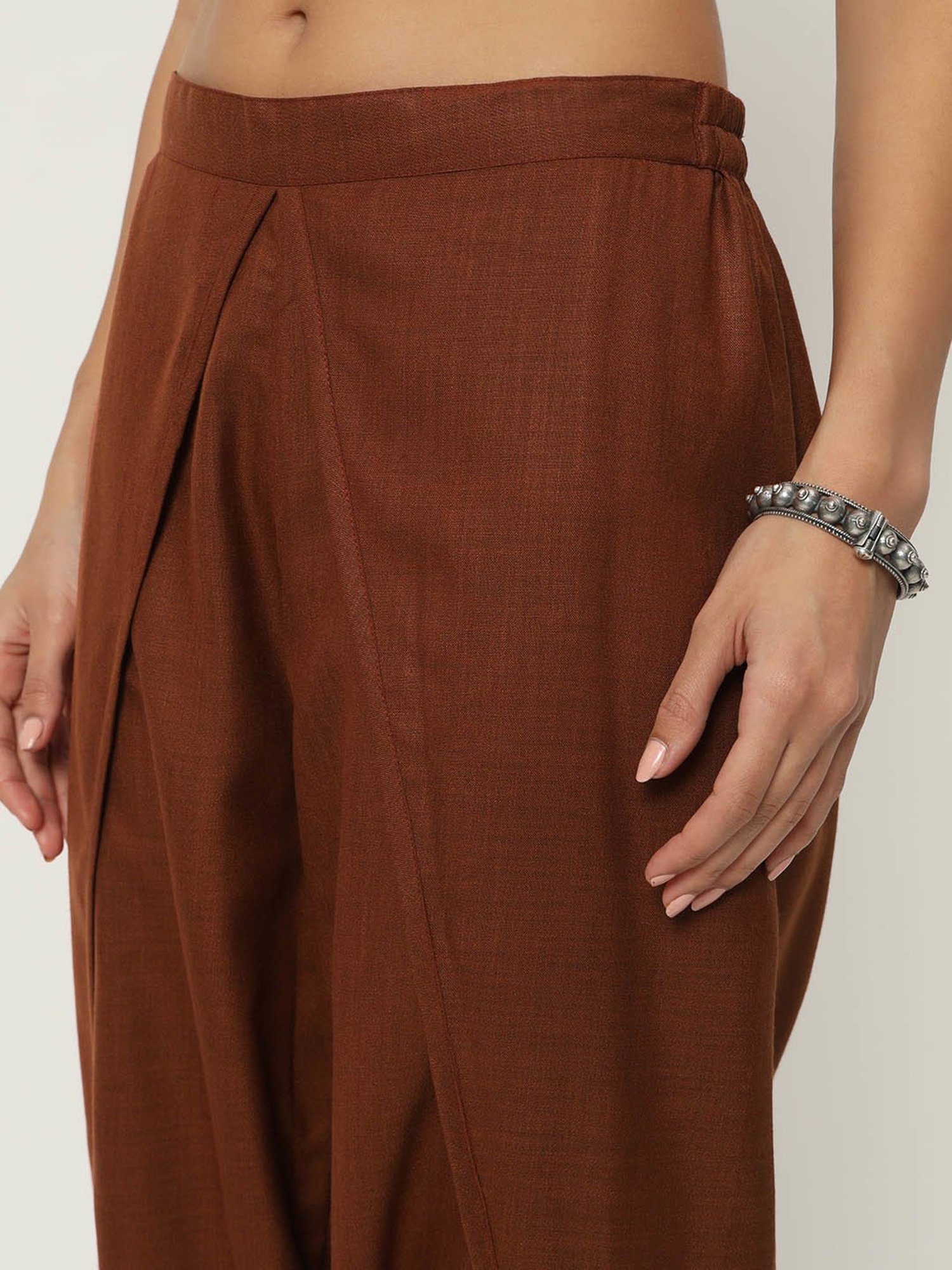 9rasa Brown Cotton Dhoti Pants