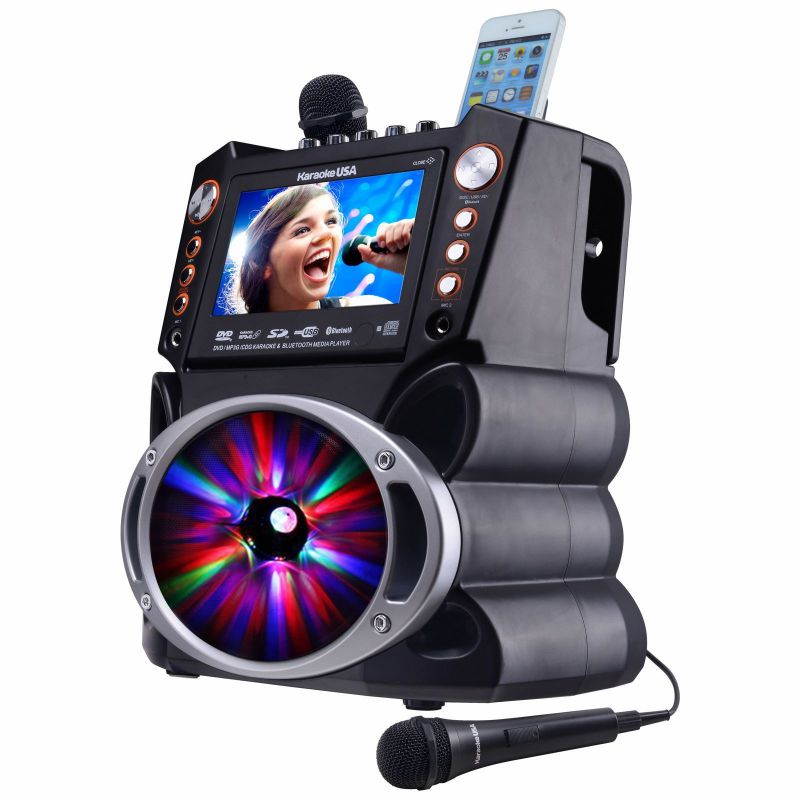 KARAOKE USA(TM) GF846 Bluetooth Karaoke Machine with Synchronized LEDs